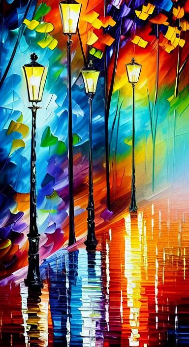 Dramatic Autumn Night Alleyway Scene in Neo-Impressionist St...