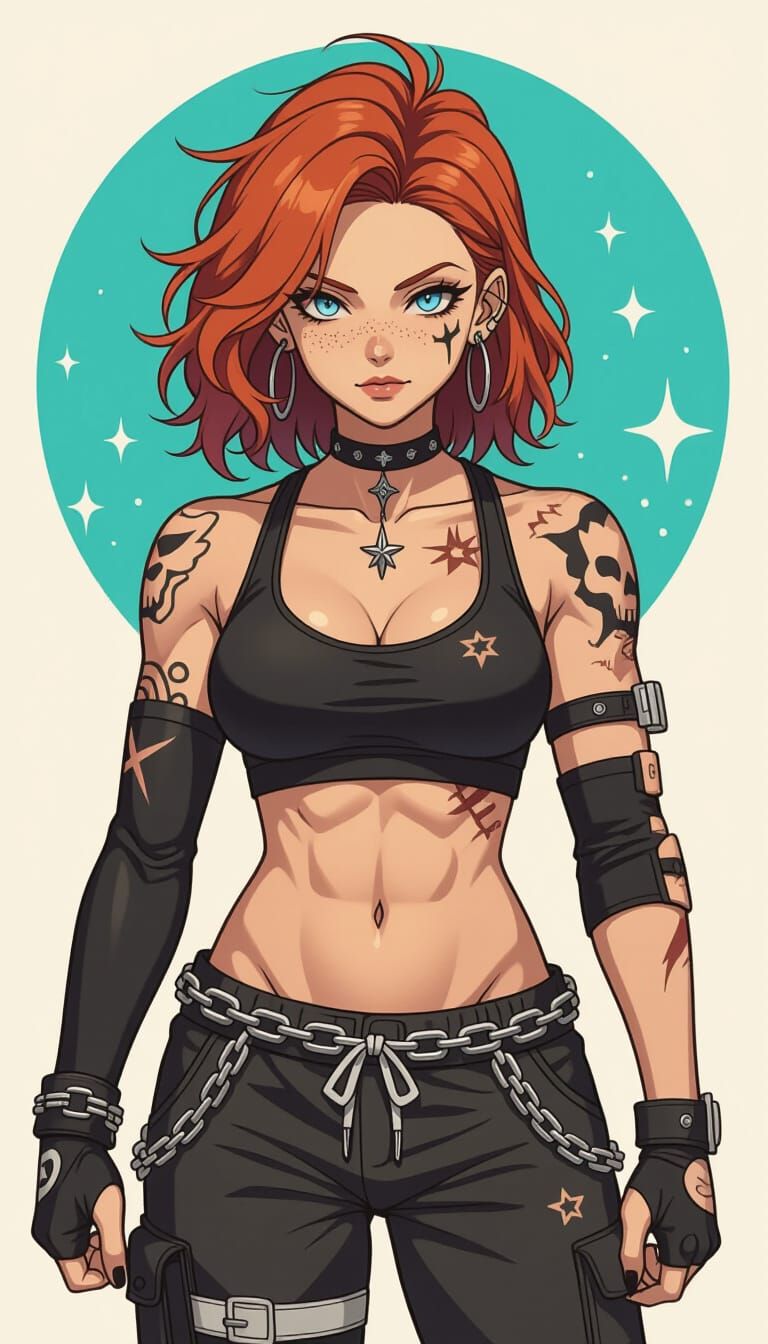 Fantasy Necromancer Brawler in Manga Anime Style