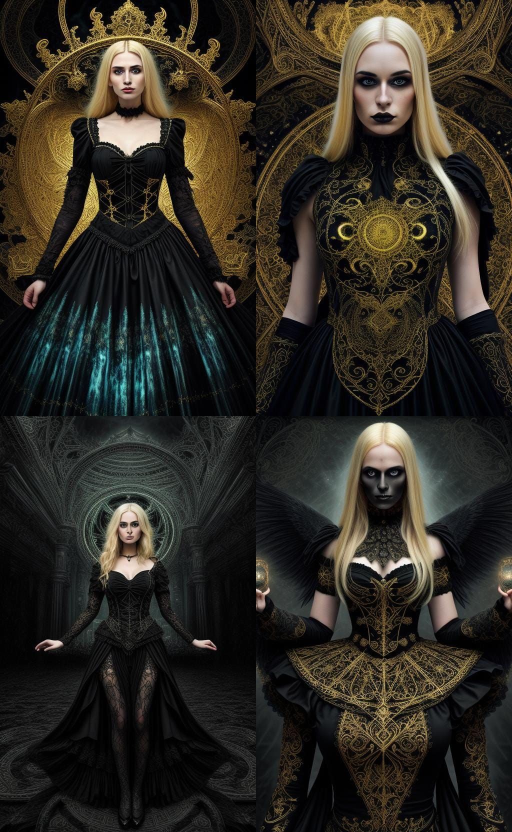 Gothic Blonde in Fractal Hyperspace, Hyperrealistic Style