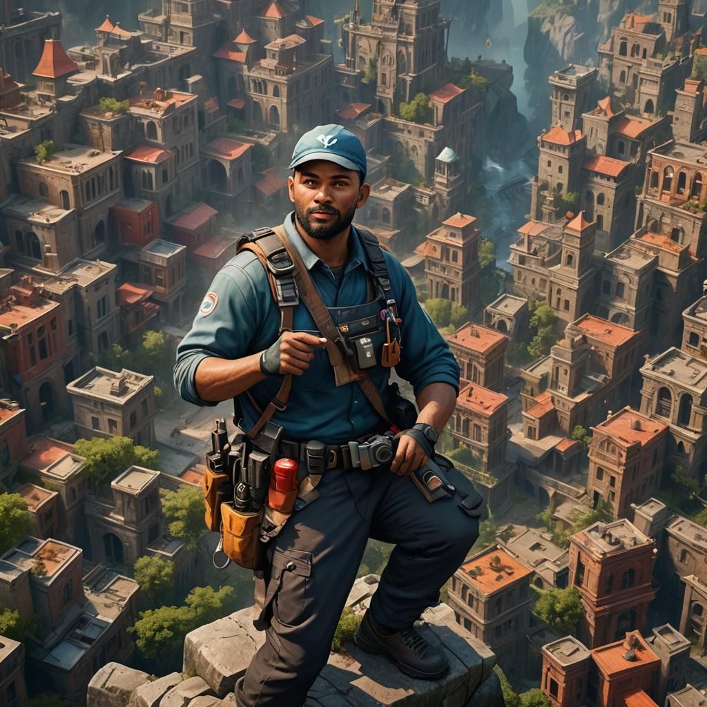 Detailed Matte Painting of a YMCA Worker