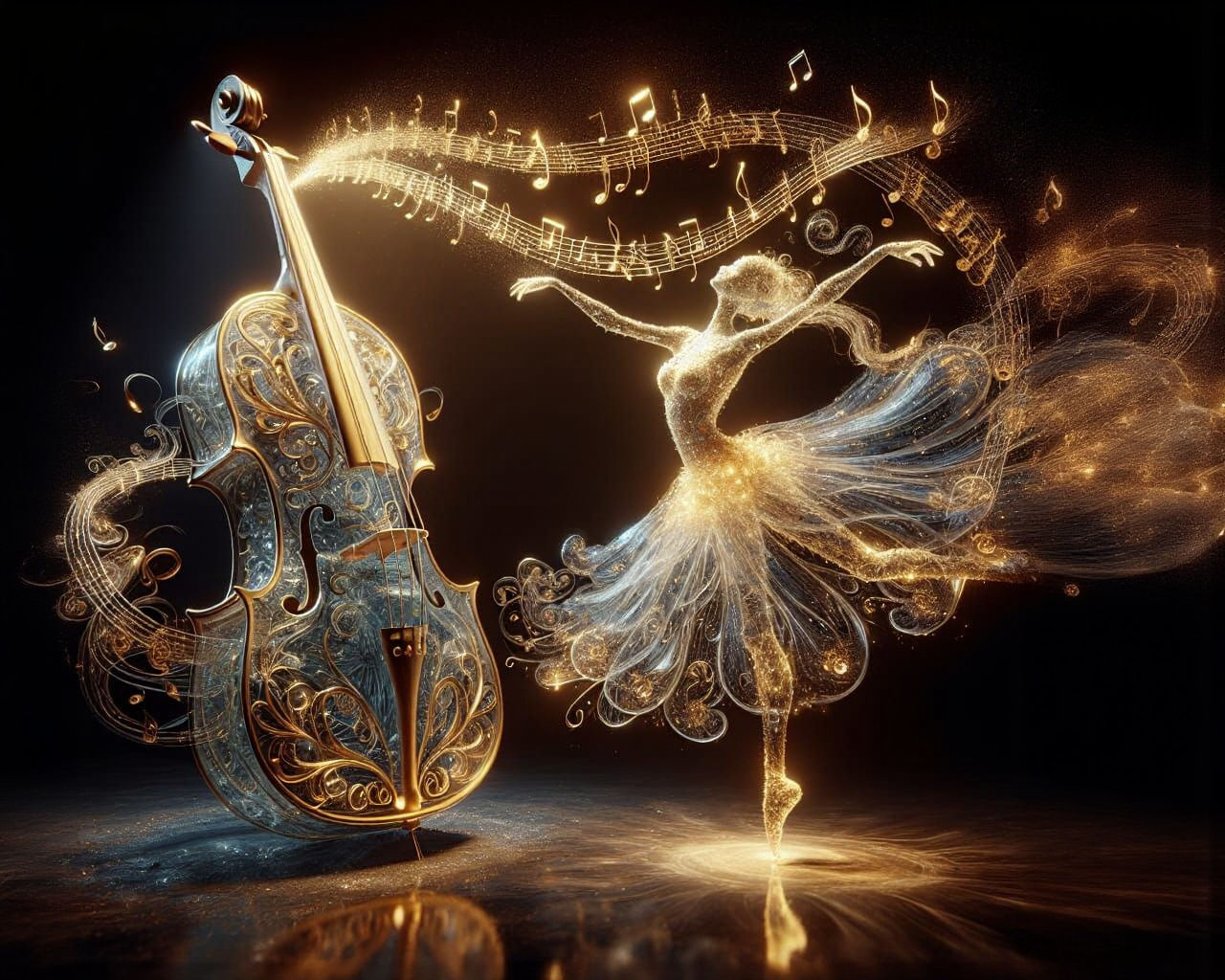 Glass Cello Creates Ballerina of Golden Notes