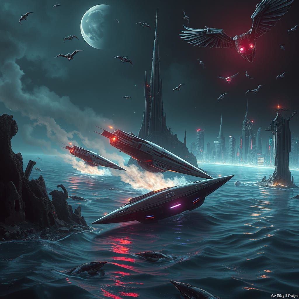 Cyberpunk Catastrophe: Spaceships Crash on Shattered Planet