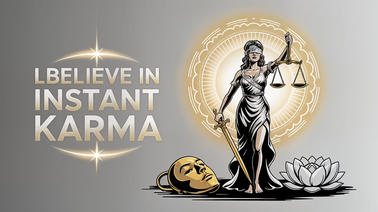 Lady Justice: Instant Karma in Luminous Gold