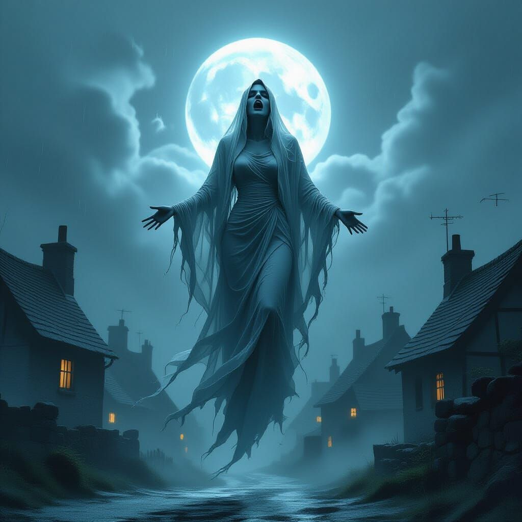 Ethereal Banshee in Dark Irish Fantasy Scene