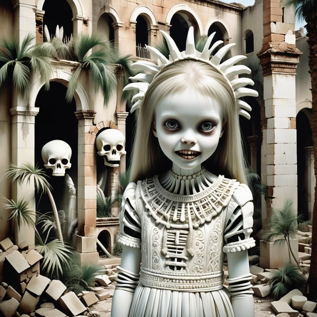 Surreal Vintage Photograph of an Unnaturally Thin Girl