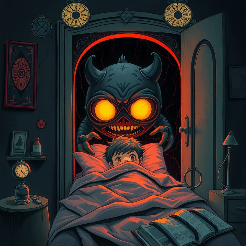 Chibi Monster Emerges: Dystopian Heavy Metal Art