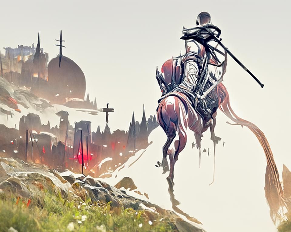 Templar Knight on Horseback Digital Artwork