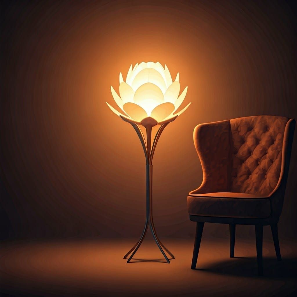 Glowing Flower Lamp with Reading Chair