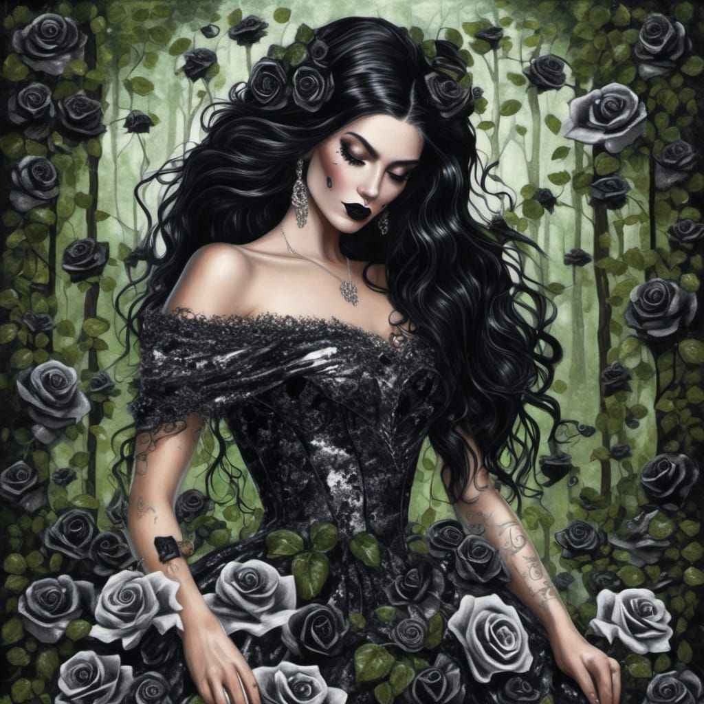 Gothic Women <lora:Dark Fantasy Cartoon:1.0>"