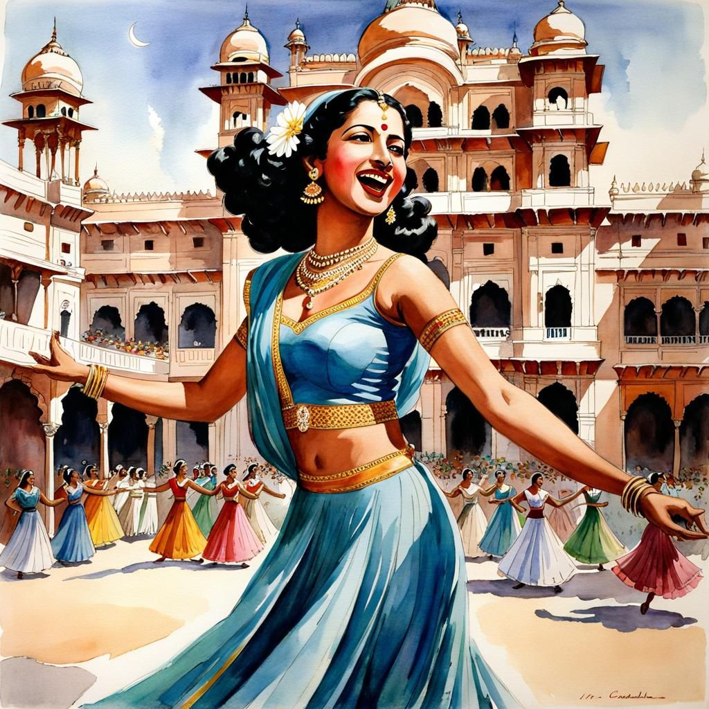 Indian Dancer in Hyderabad: Watercolor Portrait