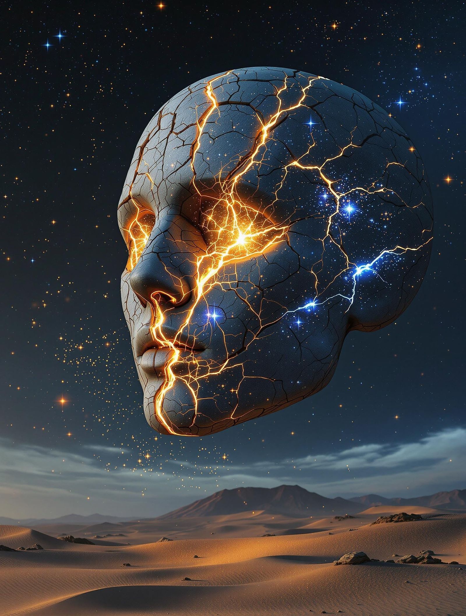 Surreal Cosmic Head in Digital Painting