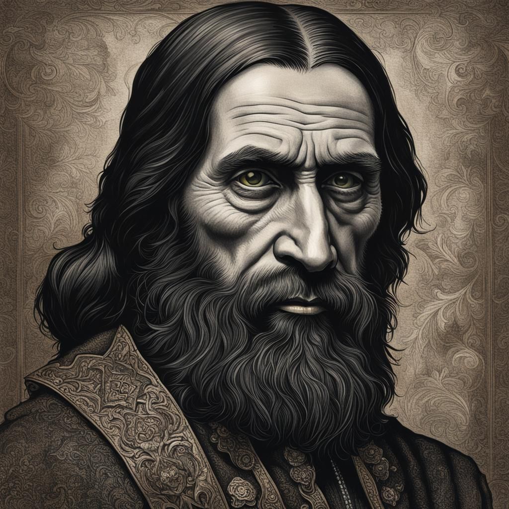 Hyperrealistic 8k Portrait of Rasputin in Ambient Light
