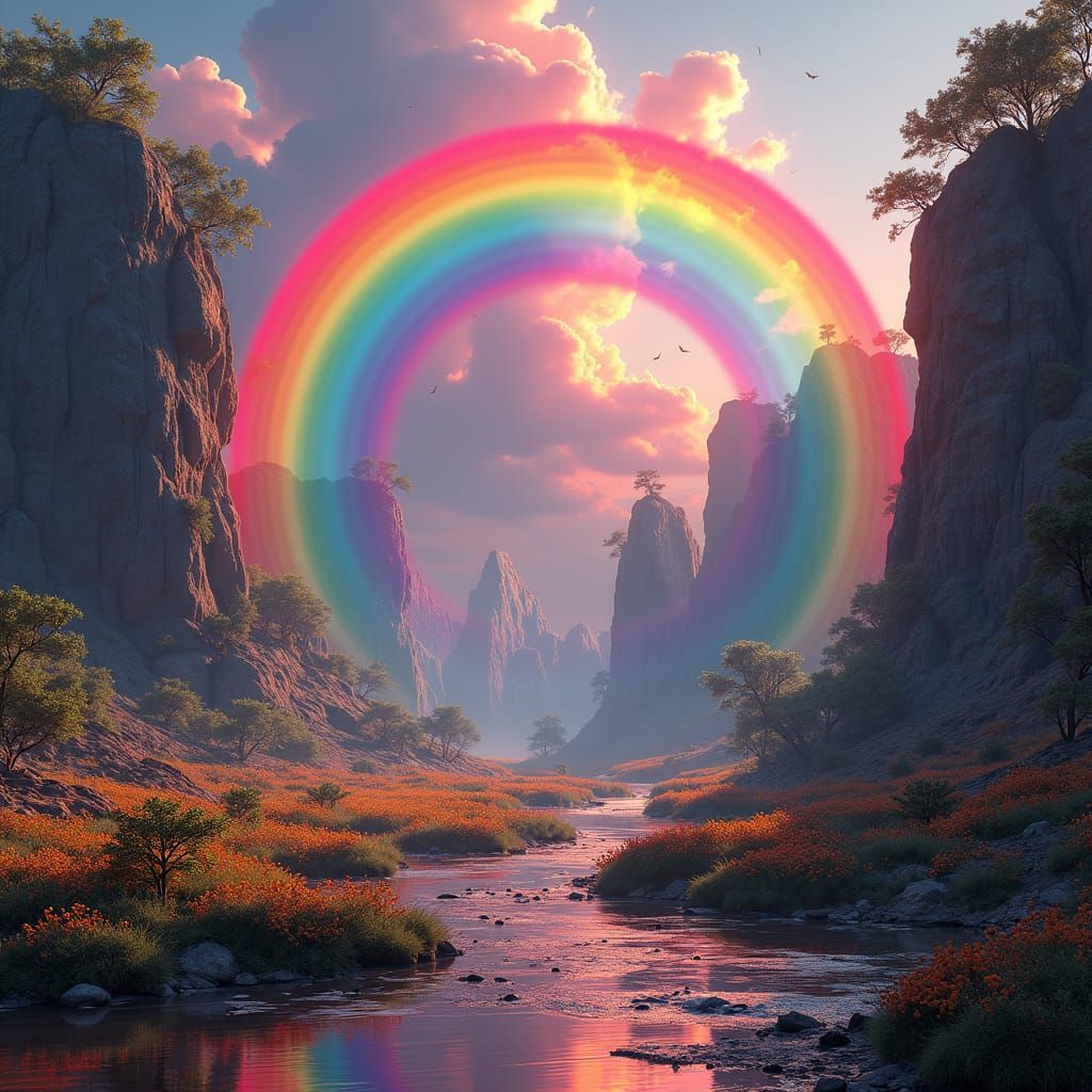 Hippy commune  made out of rainbows