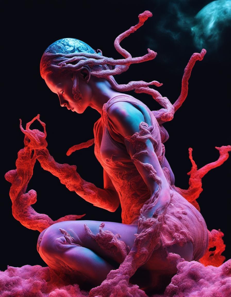 Bio Art: Medusa Warriors Parkour in Infrared Nebulae