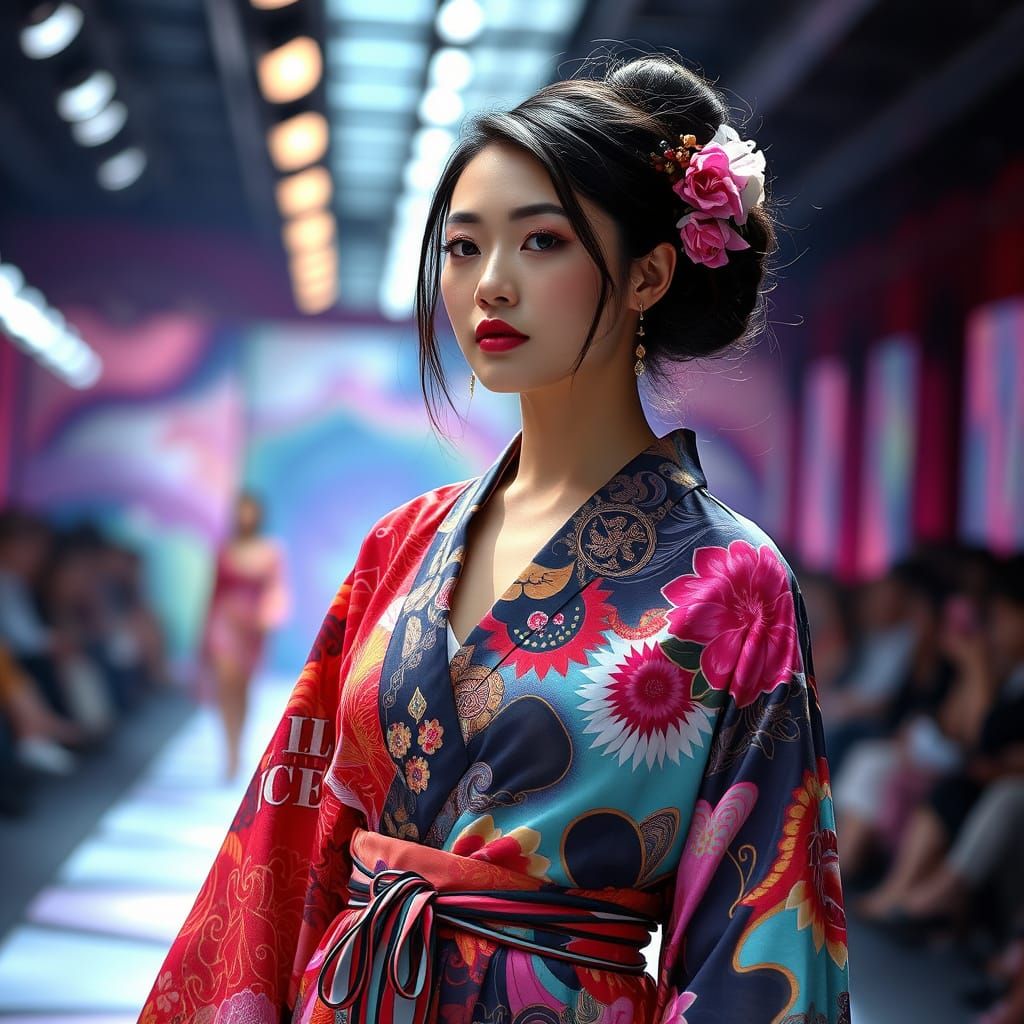 Surreal Fashion Show in Psychedelic Kimono Style