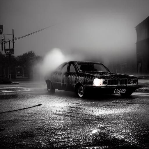Goth Model in Neon-Lit, Rain-Slicked Urban Scene