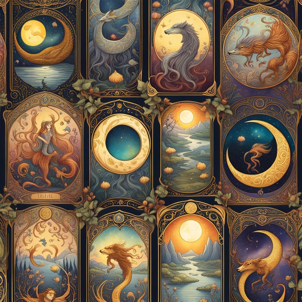 Fantasy Tarot Deck in Art Nouveau Style