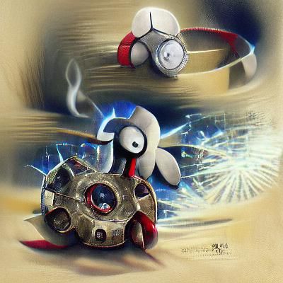 Magnemite Pokemon Digital Art from the 90s