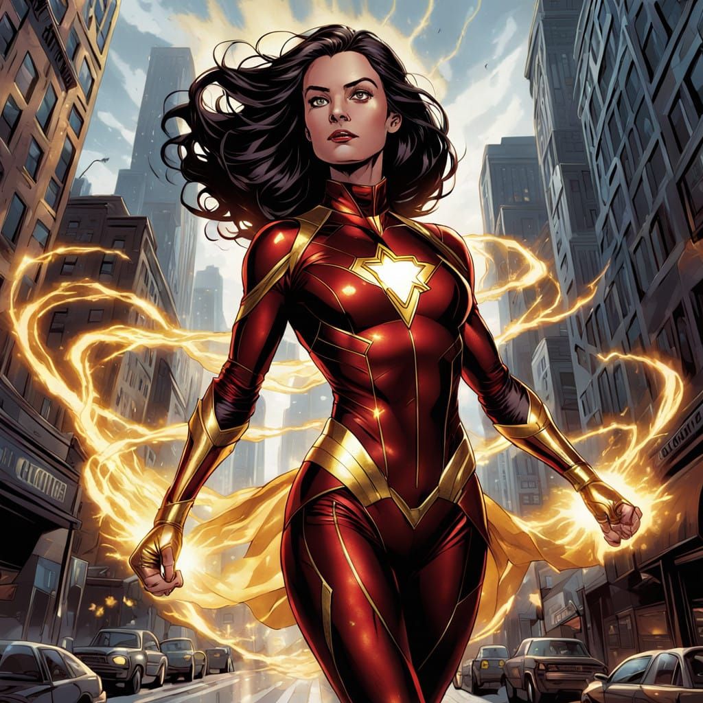 Mysterious Heroine Soars Above City Streets in a Fiery Red S...