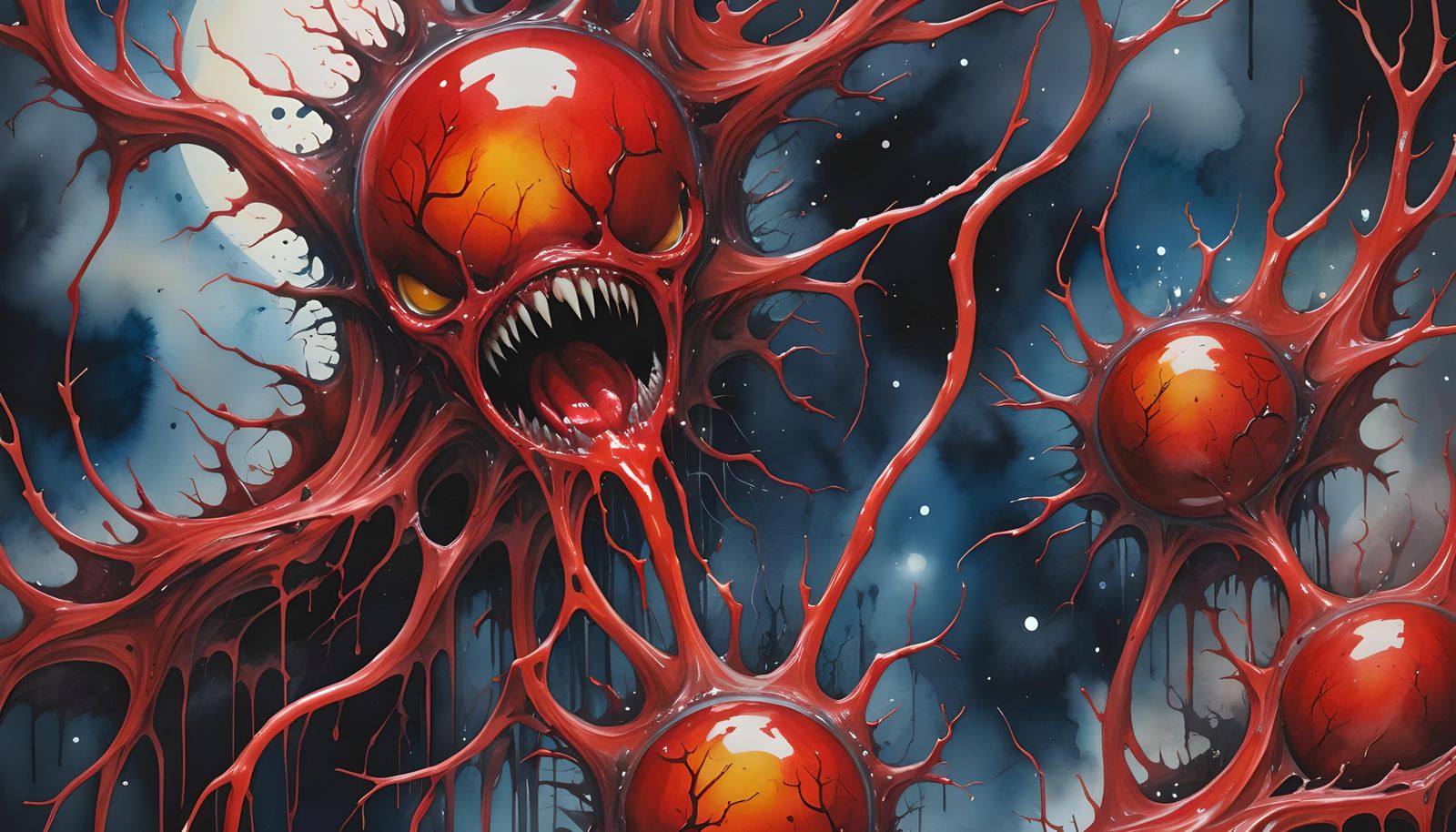 Horrific Watercolour Nature Nightmare in Candy Style