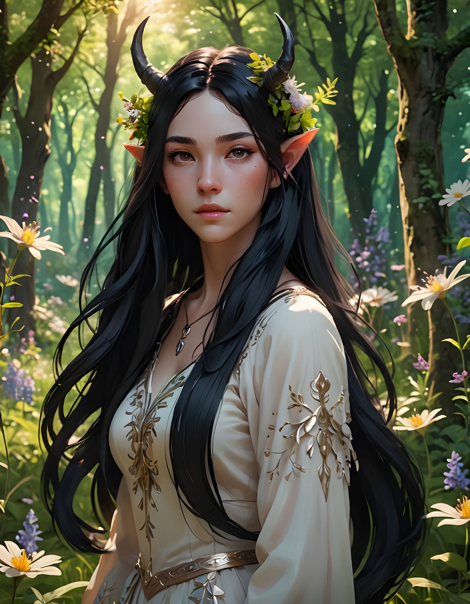 Delicate Centaur Woman in Mystical Forest, Anime Art