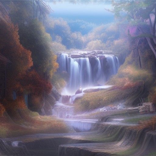Detailed Matte Painting of a Waterfall