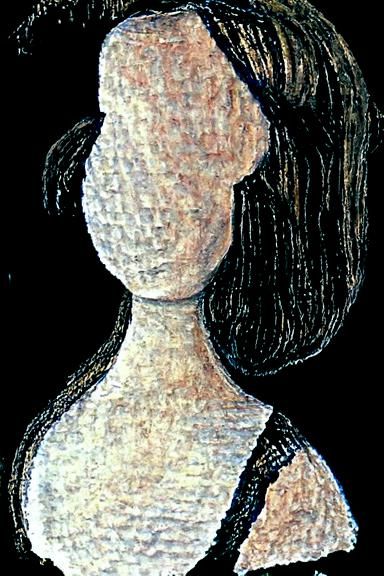 Detailed Charcoal Self-Portrait with Moiré Pattern