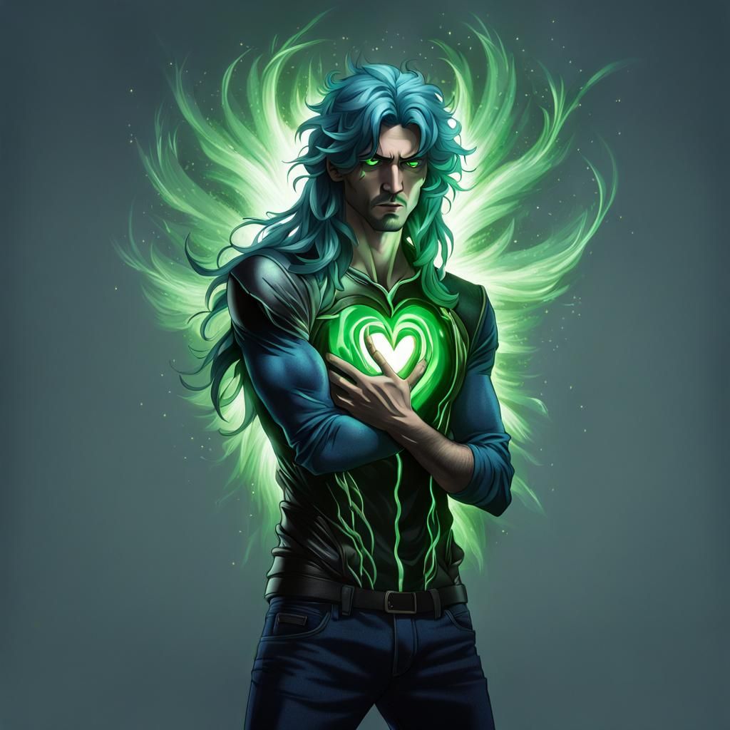 Heart Explosion: Blue-Haired Man's Inner Turmoil