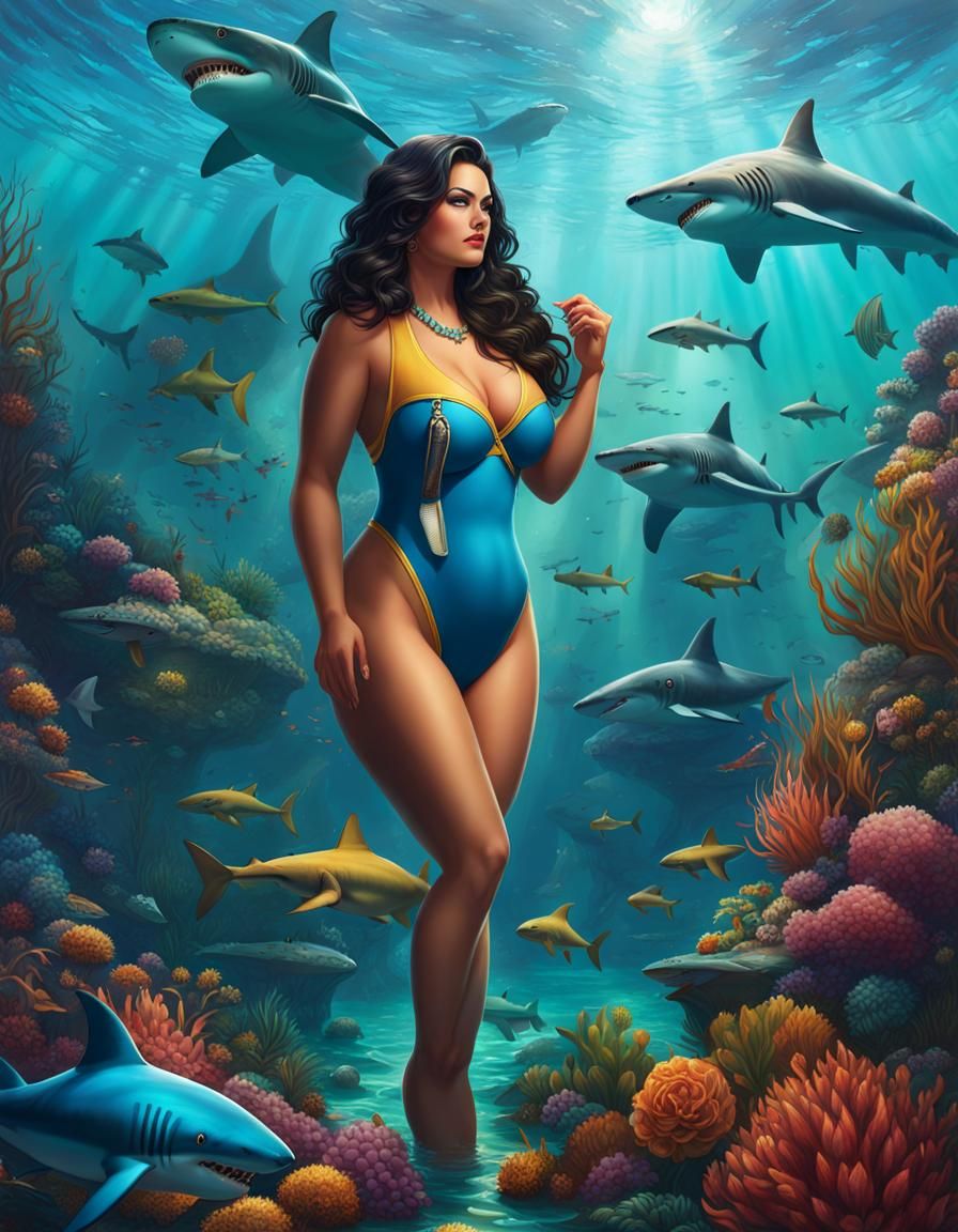 Sarmatian Beauty Prepares to Swim in Shark Lagoon