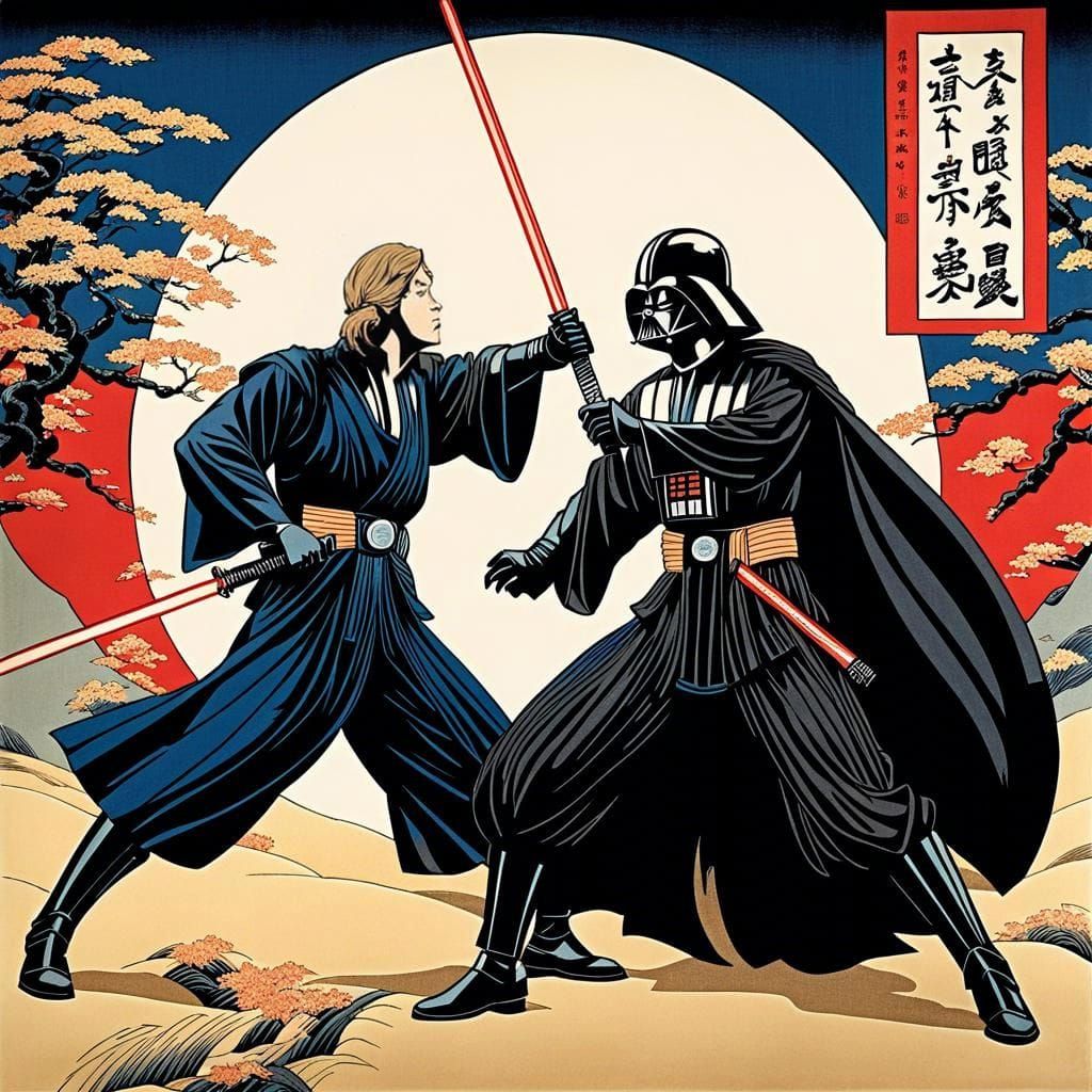 Luke Skywalker in Ukiyo-e Style Painting