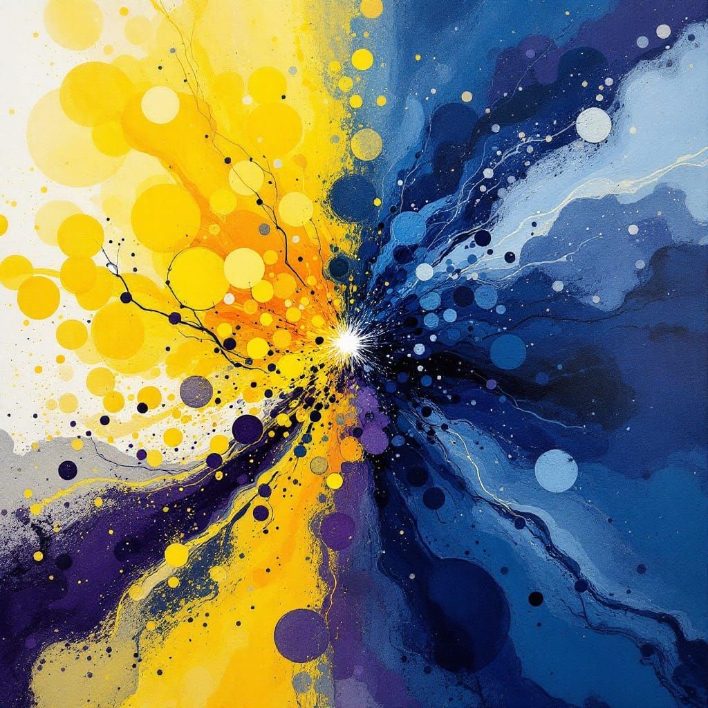 Vibrant Contrast of Joy and Melancholy in Bold, Impasto Colo...