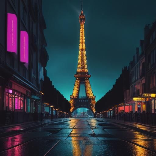 Colossal Eiffel Tower Shines at Night