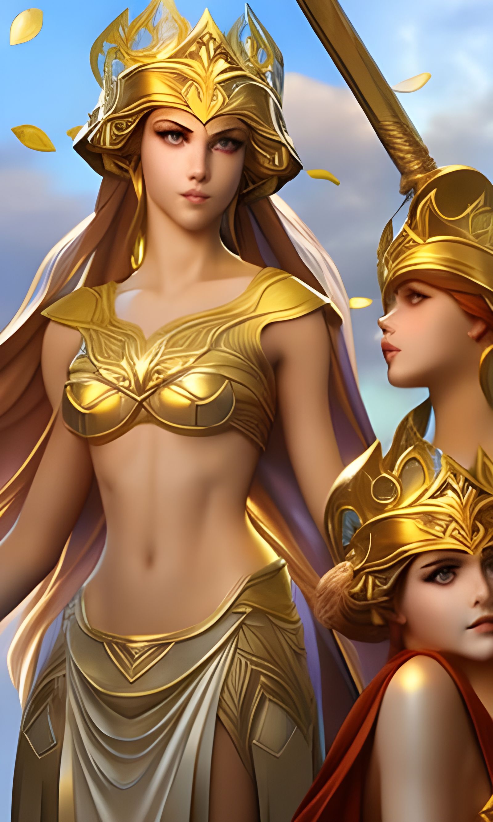 Boy Presents Golden Apple to Greek Goddesses