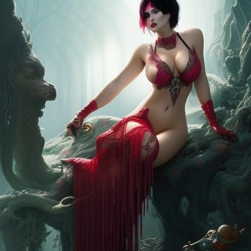 Voluptuous Woman with Opalescent Choker in Sinister Liminal ...