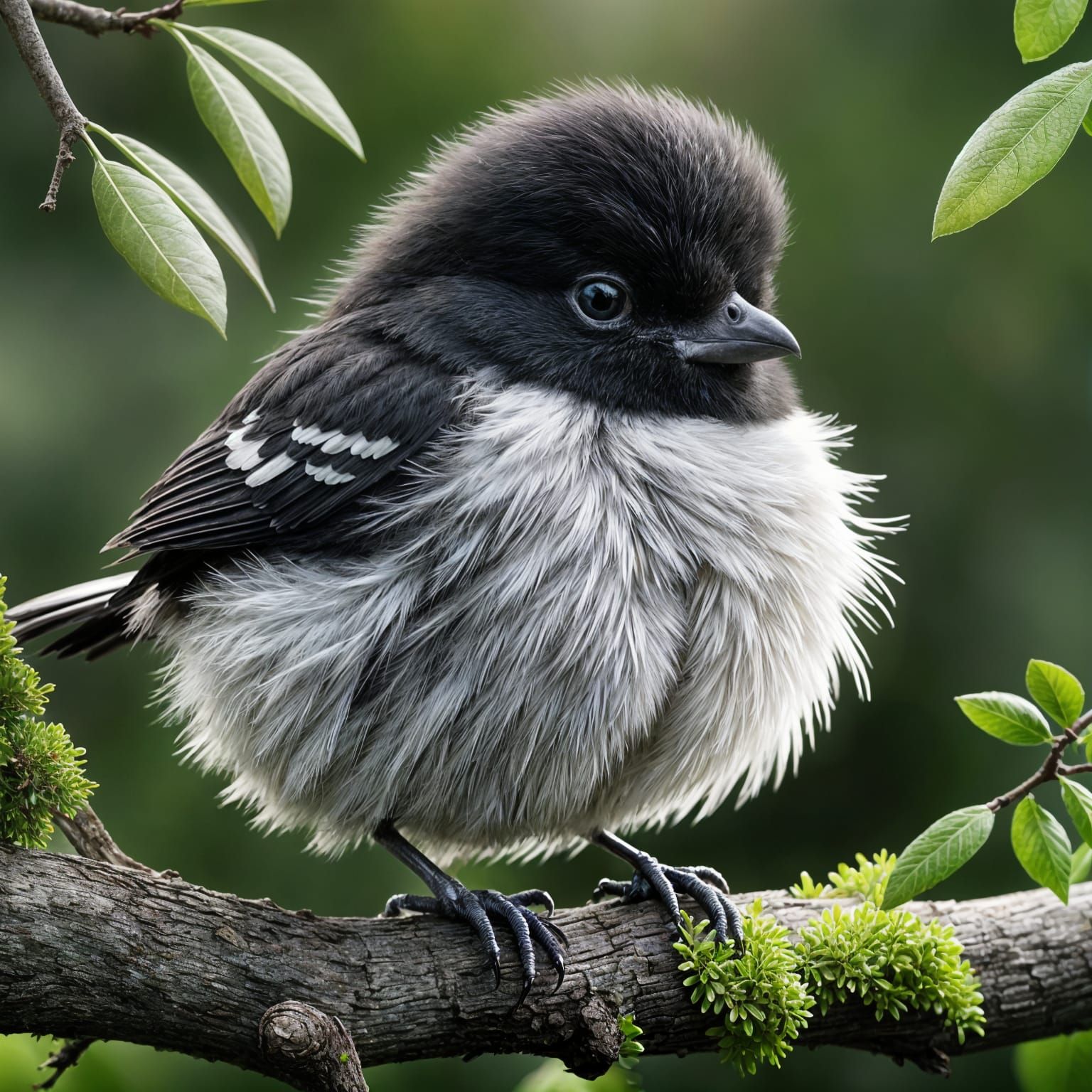 Adorable Fluffy Baby Bird in Vibrant Sunset
