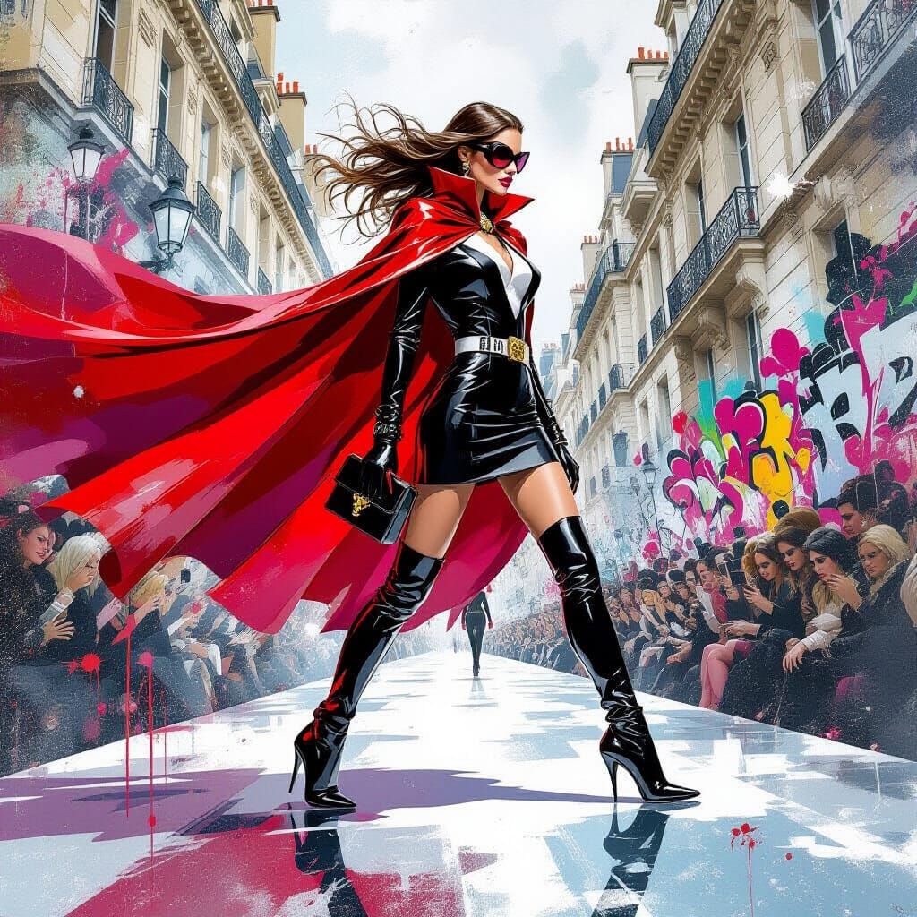 Fashion Superhero Helps Model on Paris Runway