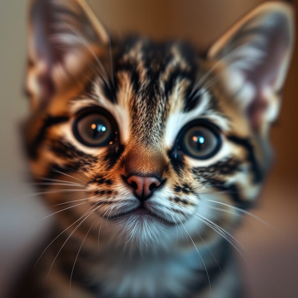 Adorable Tabby Kitten Portrait in Photorealistic Style