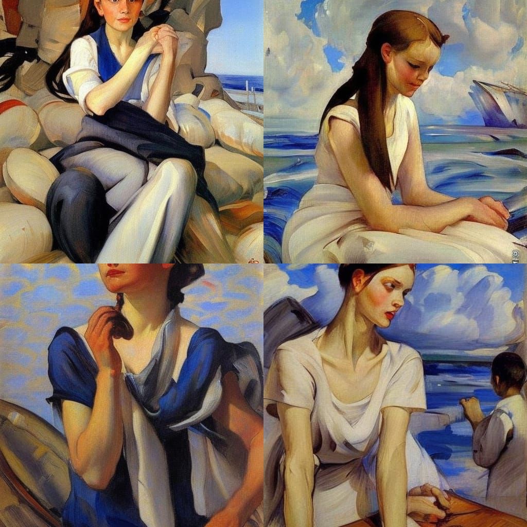 Elegant Portrait Reminiscent of Early 20th-Century Russian A...