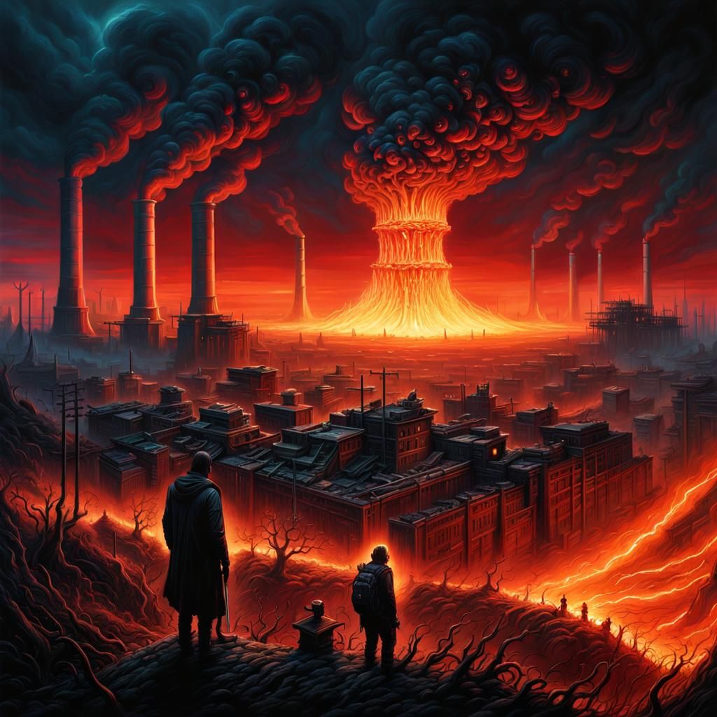 Post-Nuclear Wasteland Rebirth: Dark Fantasy Composition