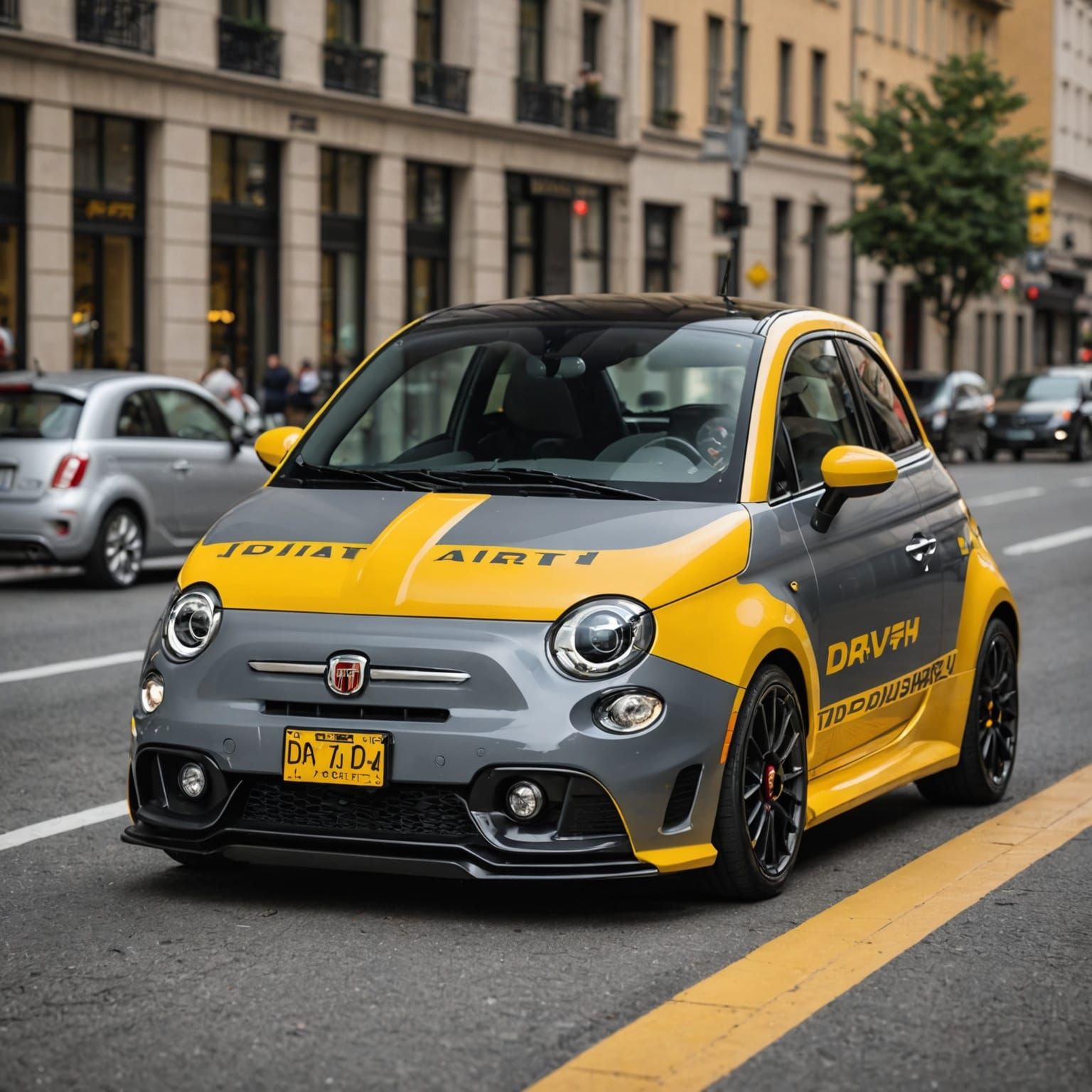 Custom Fiat 500 Abarth with Yellow Accents