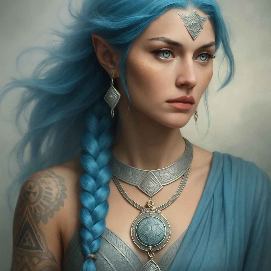 Ethereal Norse Goddess with Tattoos: Digital Painting