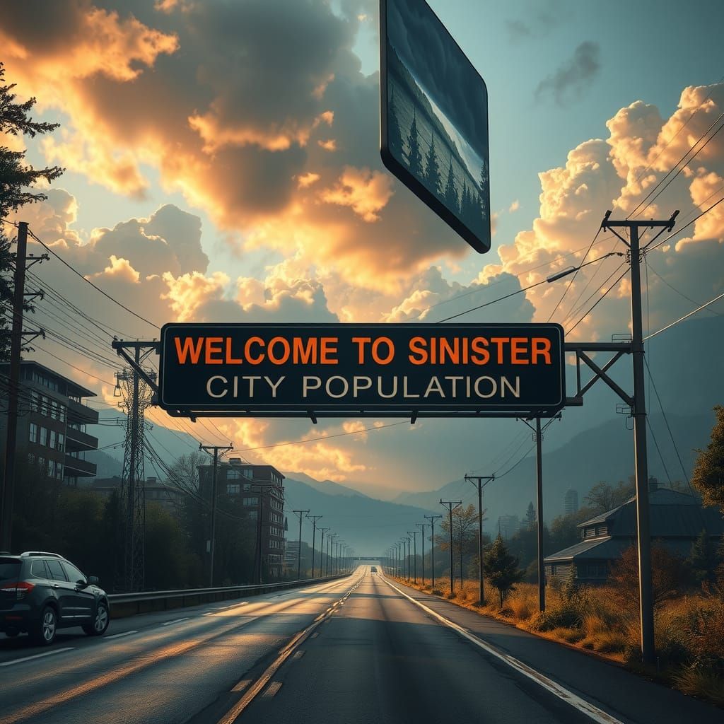 Sinister City Street Sign: Digital Matte Painting