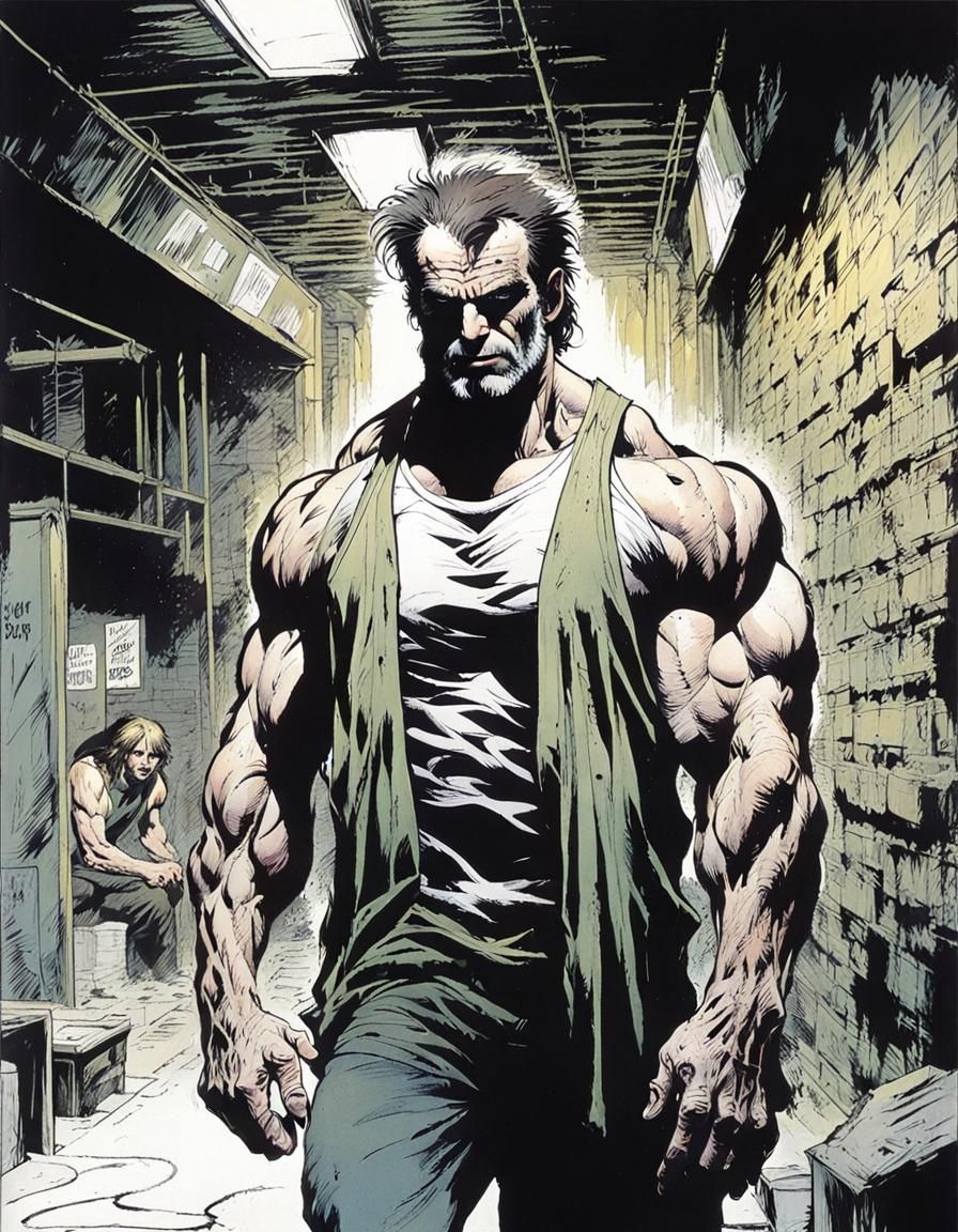 Fearsome Brawler Portrait in Sinister Underground Fight Club