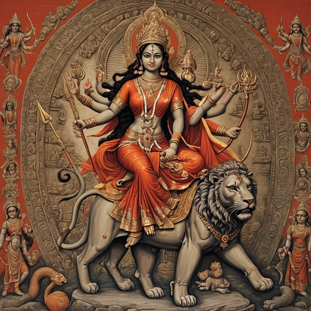 Radiant Depiction of Maa Kushmanda as Digital Art