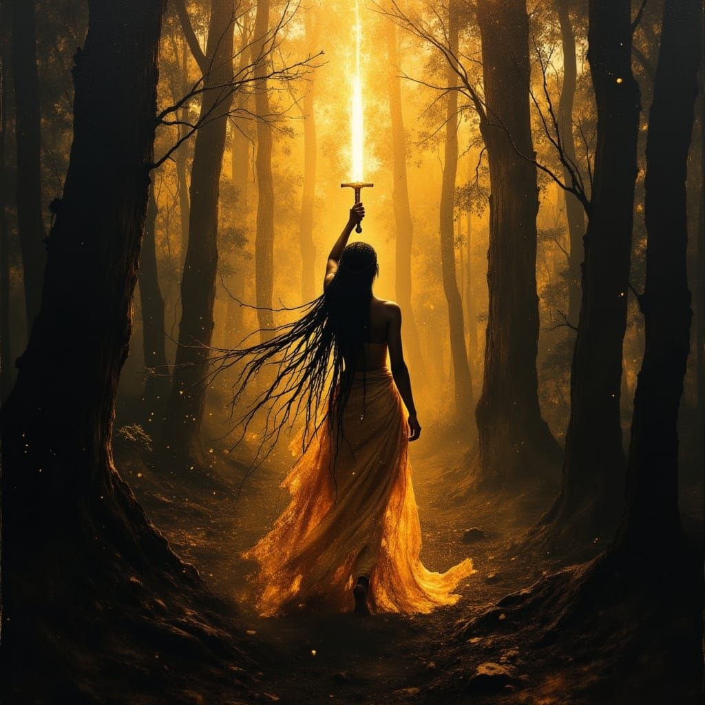 African Warrior Goddess Emerges from Darkness