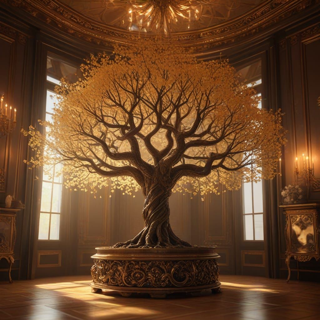 Glowing Tree of Life in Ornate Anime Style