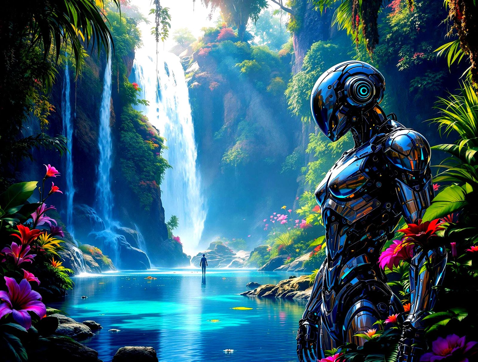 Surreal Cyberpunk Jungle Reveals Ancient Robot