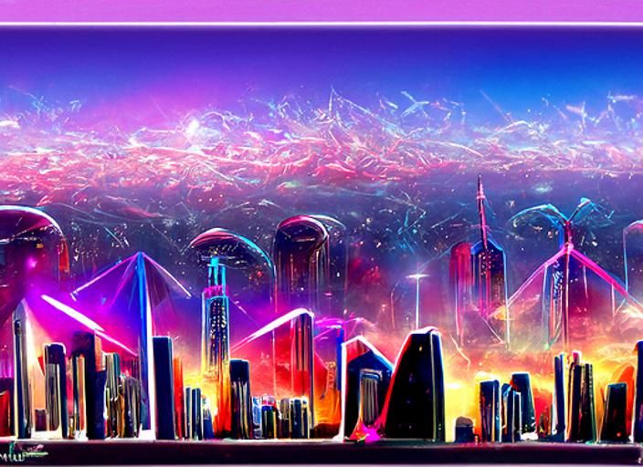 Futuristic Cityscape in Astral Digital Art Style