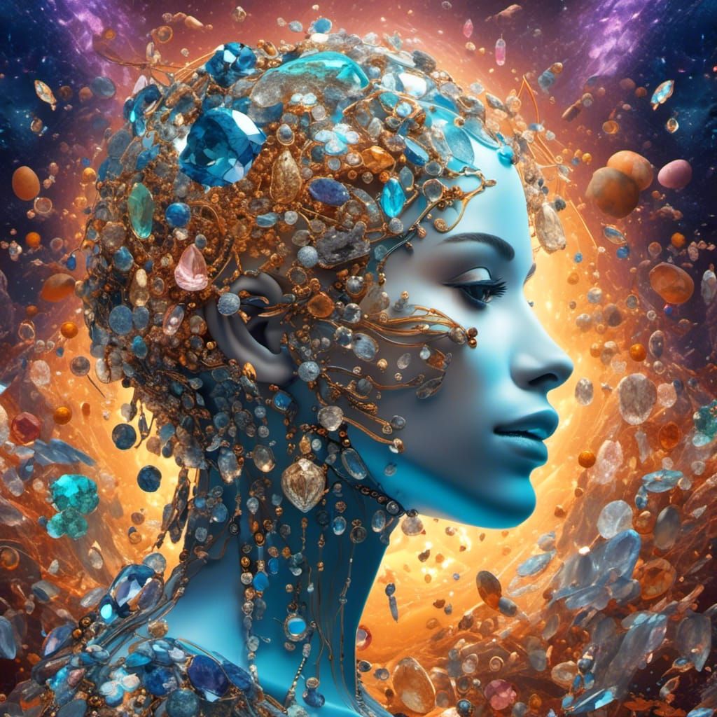 Jeweled Woman: A Futuristic Anatomy in Mixed Media