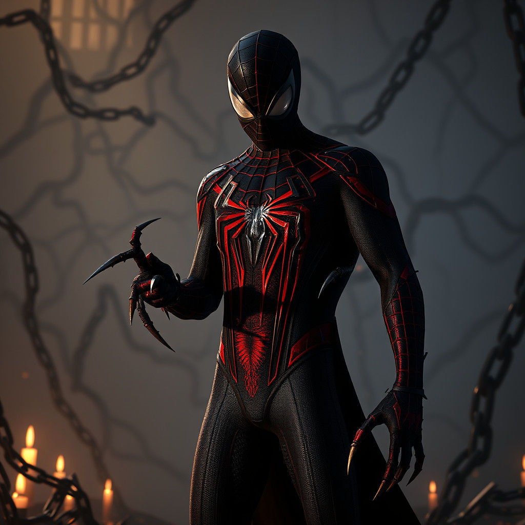 Gothic Spiderman as Dark Fantasy Concept Art